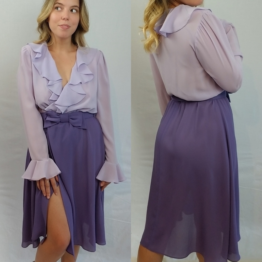 Vintage Daphne Purple Flowy Wrap Dress